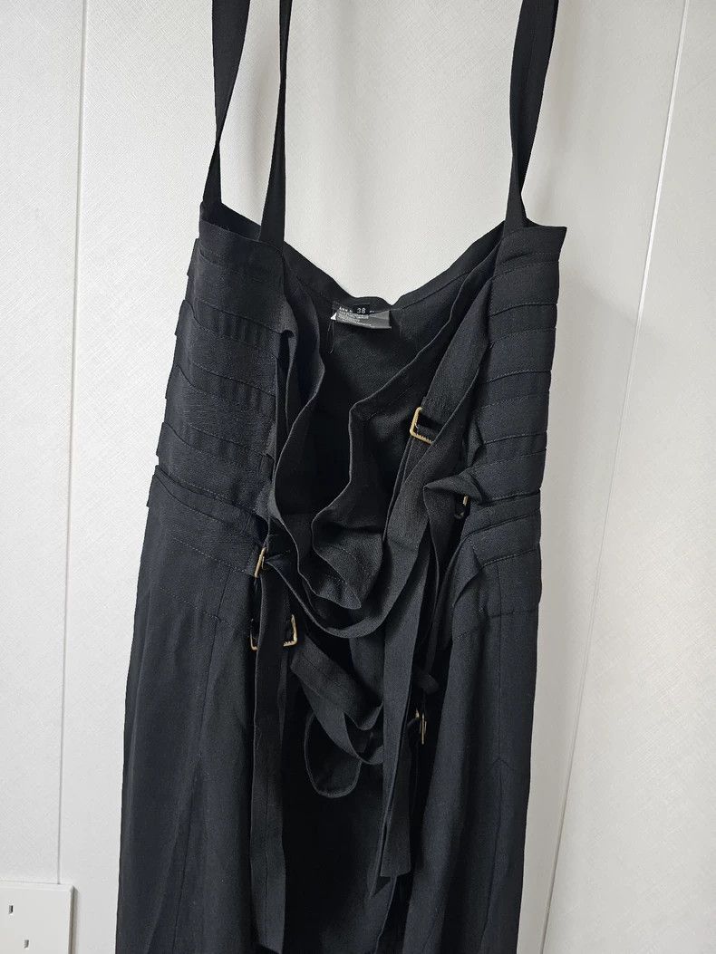 Ann Demeulemeester black silk wool blend bib overall dress - dmc Size L / US 10 / IT 46 - 6 Thumbnail