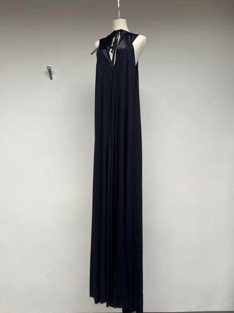 Ann Demeulemeester long black silk maxi dress for women - dmc Size M / US 6-8 / IT 42-44 - 2 Thumbnail