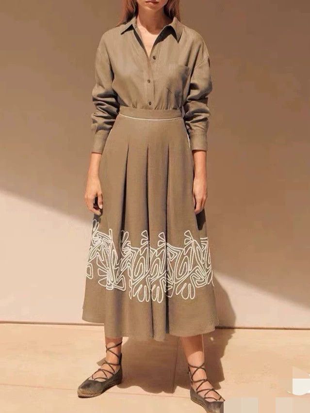 Loro Piana Loro Piana 2023 Linen Embroidered Long Dress Size M / US 6-8 / IT 42-44 - 2 Thumbnail