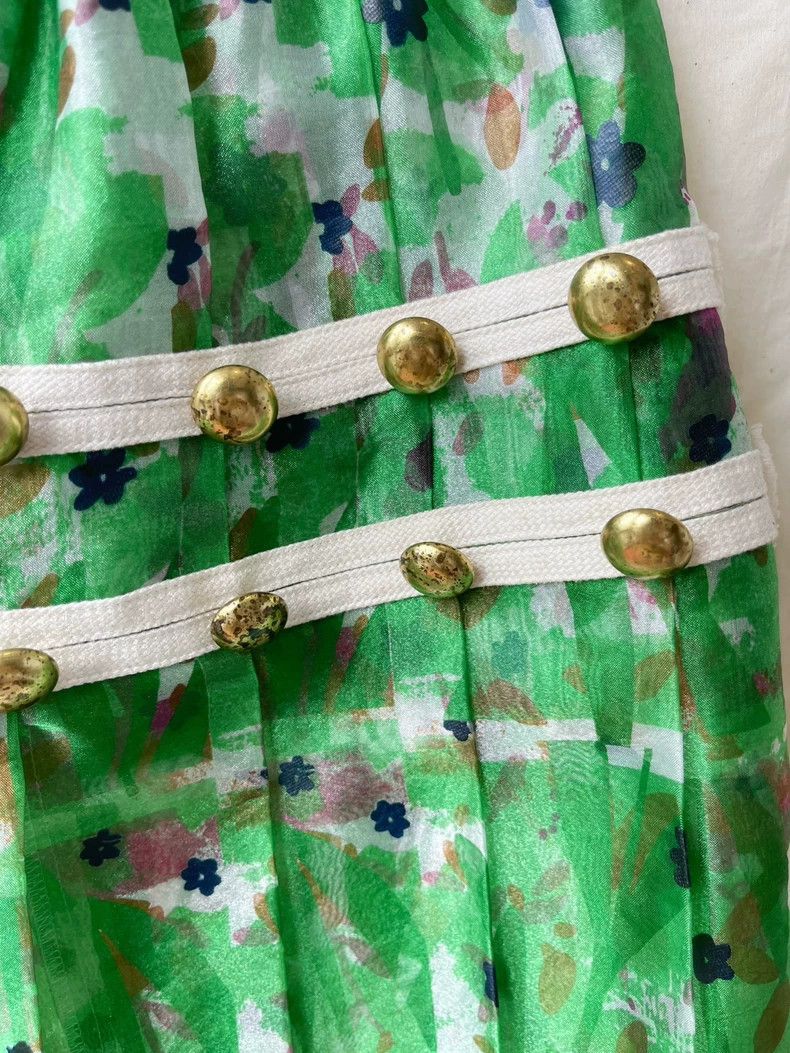 Comme des Garcons Green Floral Pleated Tulle Midi Skirt - dmc Size 24" / US 00 / IT 34 - 5 Thumbnail
