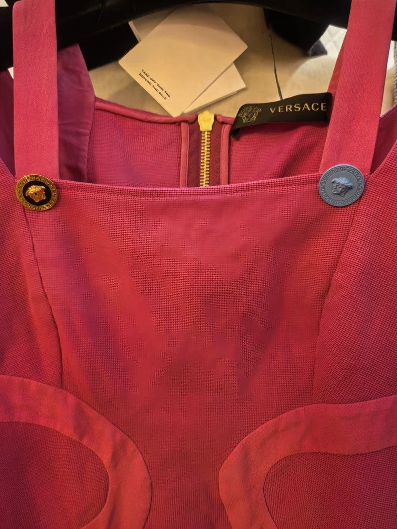 Versace VERSACE Pink Fitted Short-Sleeve Dress - dmc Size S / US 4 / IT 40 - 3 Thumbnail