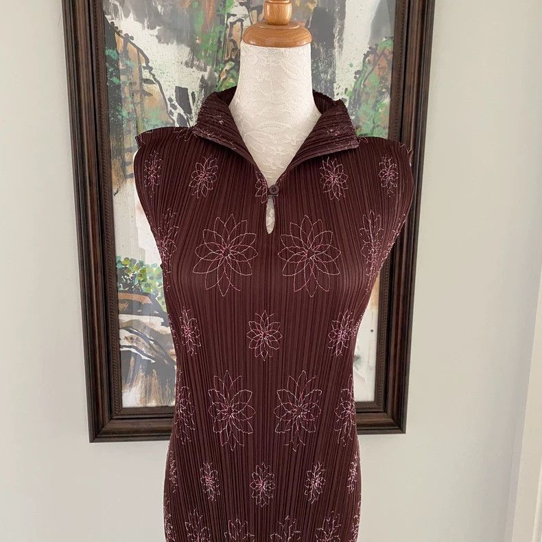 Issey Miyake Issey Miyake Pleated Floral Qipao Dress - dmc Size S / US 4 / IT 40 - 6 Thumbnail
