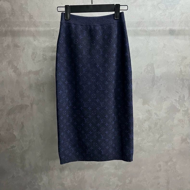 Louis Vuitton Louis Vuitton Blue Printed Midi Skirt - dmc Size 24" / US 00 / IT 34 - 2 Thumbnail