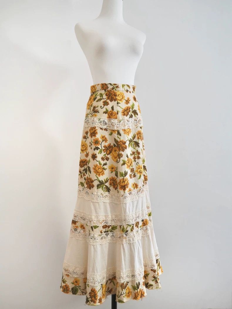 Comme des Garcons Comme des Garcons Gold Floral Midi Skirt - dmc Size 26" / US 2 / IT 38 - 3 Thumbnail