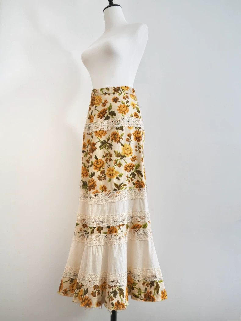 Comme des Garcons Comme des Garcons Gold Floral Midi Skirt - dmc Size 26" / US 2 / IT 38 - 2 Thumbnail