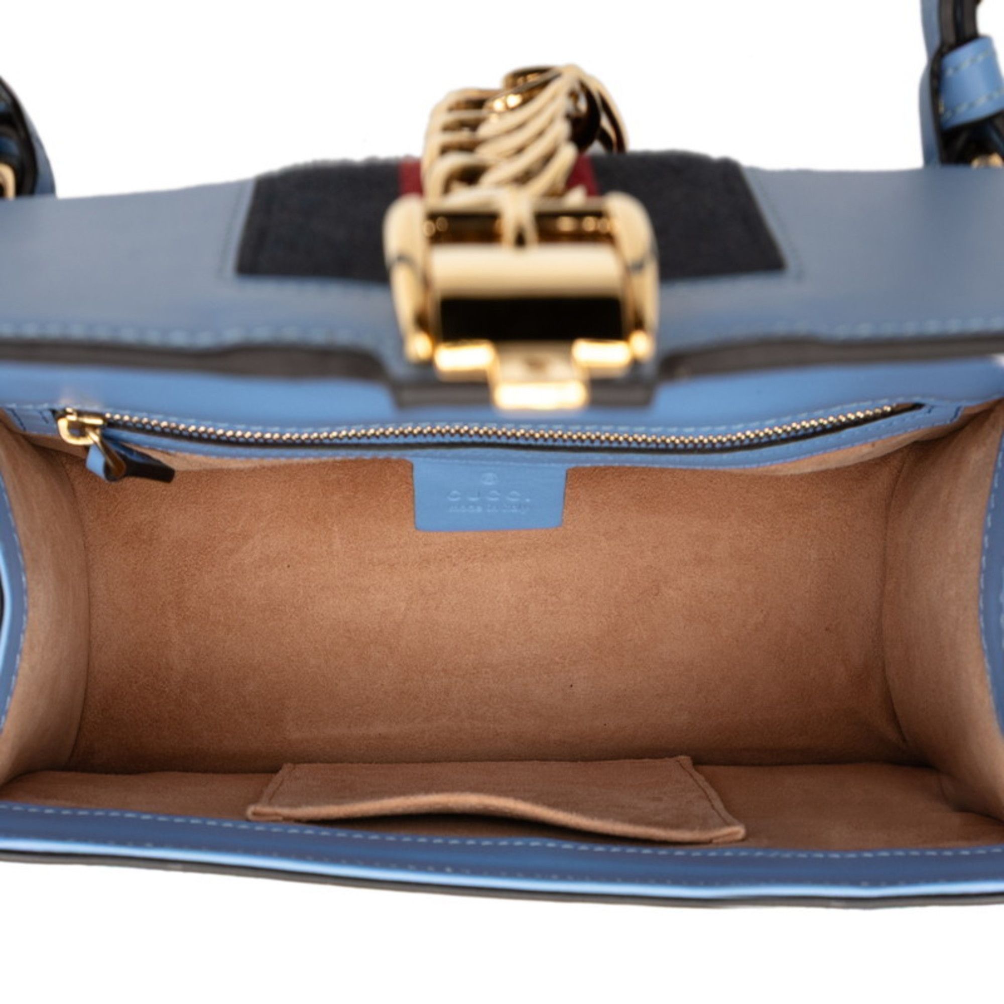 Gucci Gucci Sylvie One-Shoulder Bag 421882 Blue Leather Women's GUCCI Size ONE SIZE - 4 Thumbnail