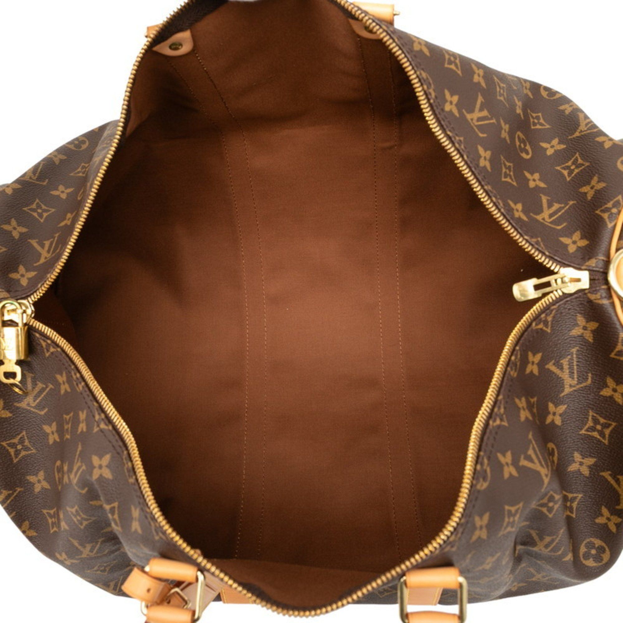 Louis Vuitton Louis Vuitton Monogram Keepall Bandouliere 55 Boston/Shoulder Bag, 2-Way, M41414, Brown Leather, Women's Size ONE SIZE - 4 Thumbnail