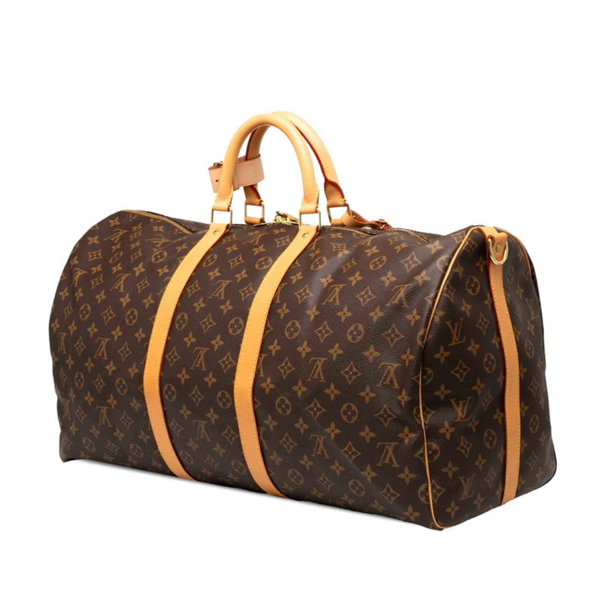 Louis Vuitton Louis Vuitton Monogram Keepall Bandouliere 55 Boston/Shoulder Bag, 2-Way, M41414, Brown Leather, Women's Size ONE SIZE - 2 Thumbnail
