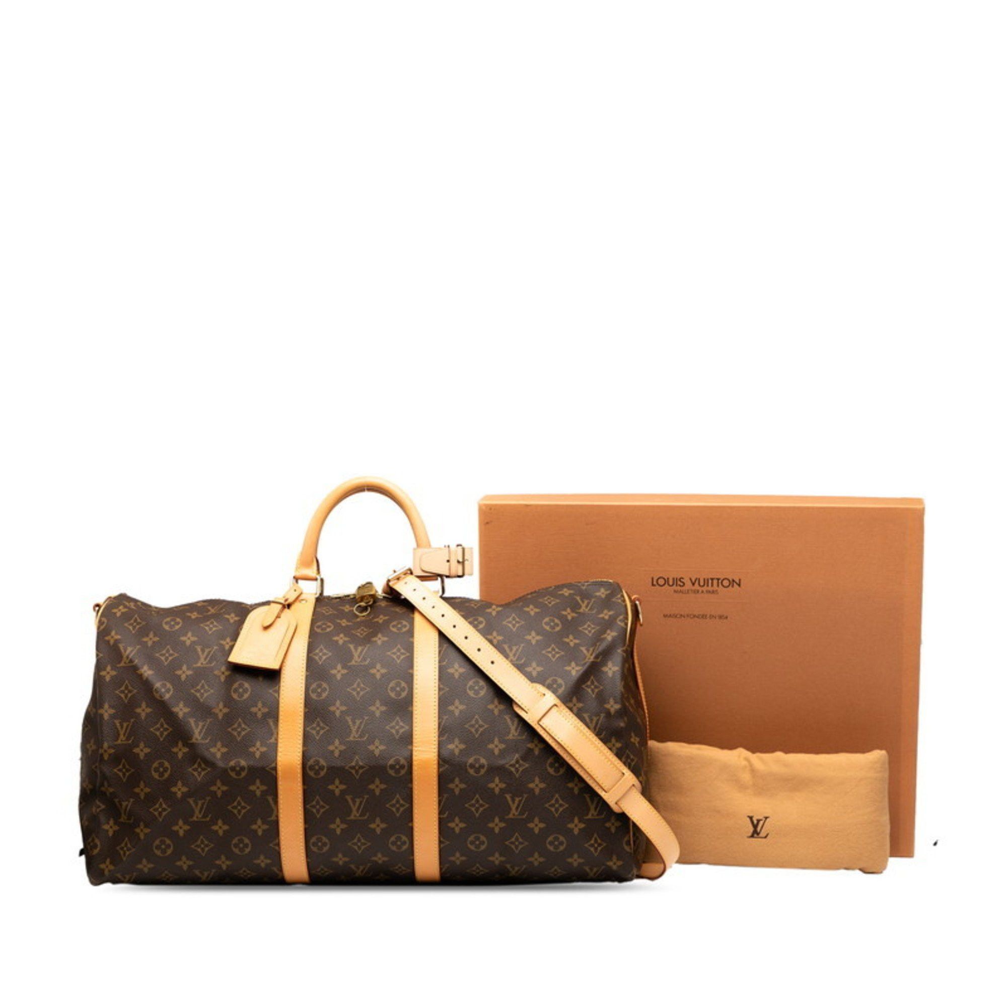 Louis Vuitton Louis Vuitton Monogram Keepall Bandouliere 55 Boston/Shoulder Bag, 2-Way, M41414, Brown Leather, Women's Size ONE SIZE - 7 Thumbnail