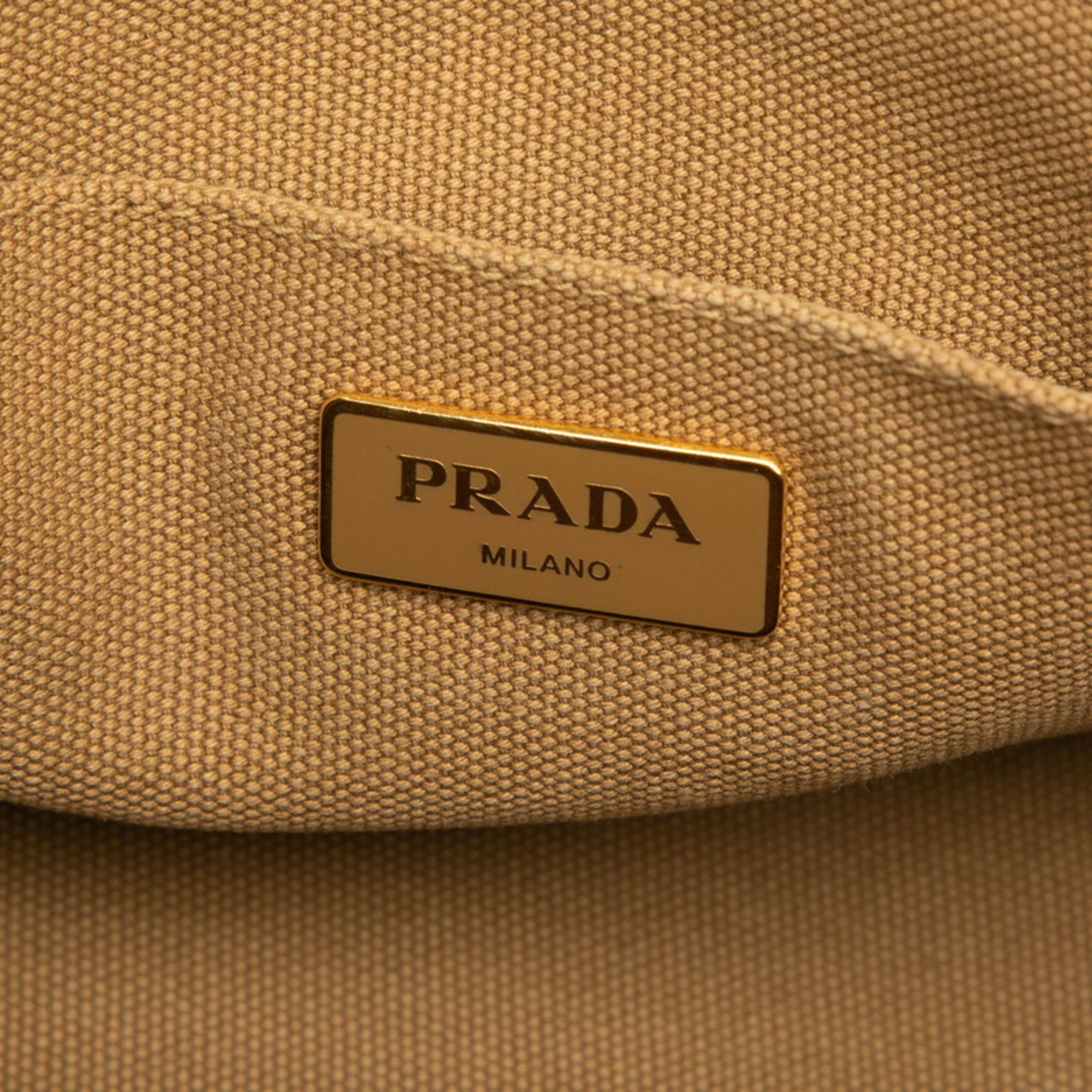 Prada Prada Canapa Corda Tote Bag/Shoulder Bag with Triangle Logo Plate, 2-Way, Brown Canvas, Women's Size ONE SIZE - 6 Thumbnail
