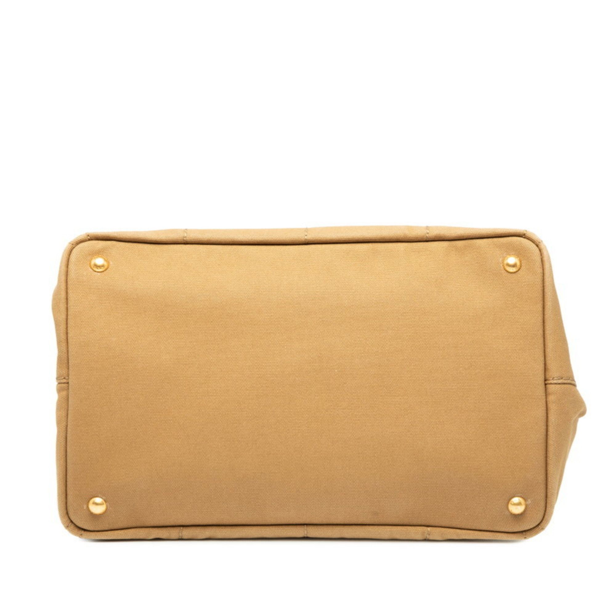 Prada Prada Canapa Corda Tote Bag/Shoulder Bag with Triangle Logo Plate, 2-Way, Brown Canvas, Women's Size ONE SIZE - 3 Thumbnail