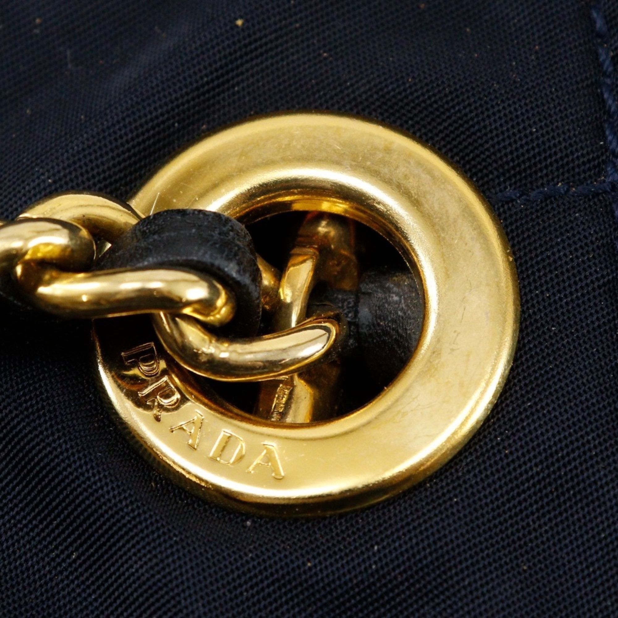 Prada PRADA Chain Shoulder Bag Quilted Nylon Navy A5 Type ChainShoulder Women's Size ONE SIZE - 11 Thumbnail