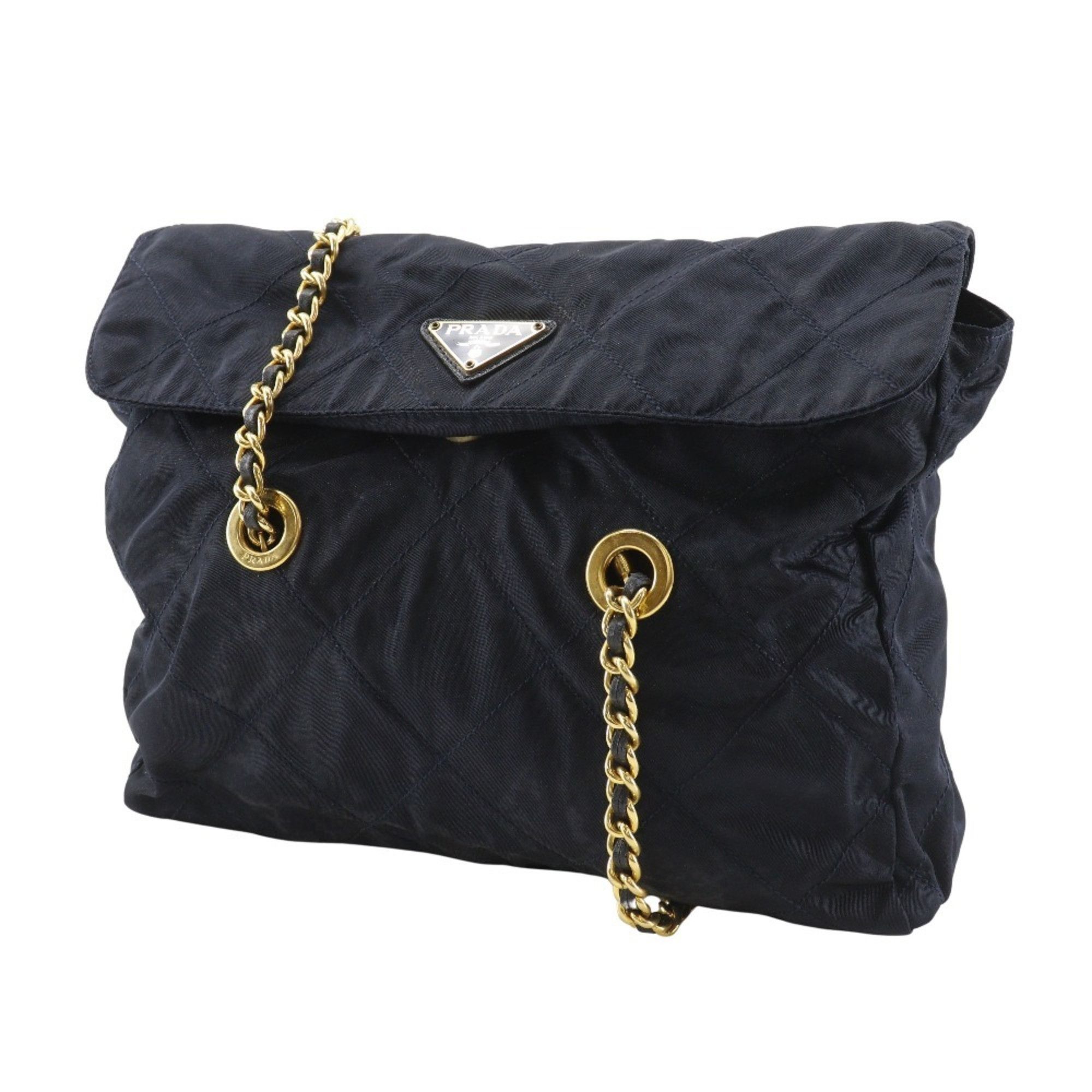 Prada PRADA Chain Shoulder Bag Quilted Nylon Navy A5 Type ChainShoulder Women's Size ONE SIZE - 2 Thumbnail
