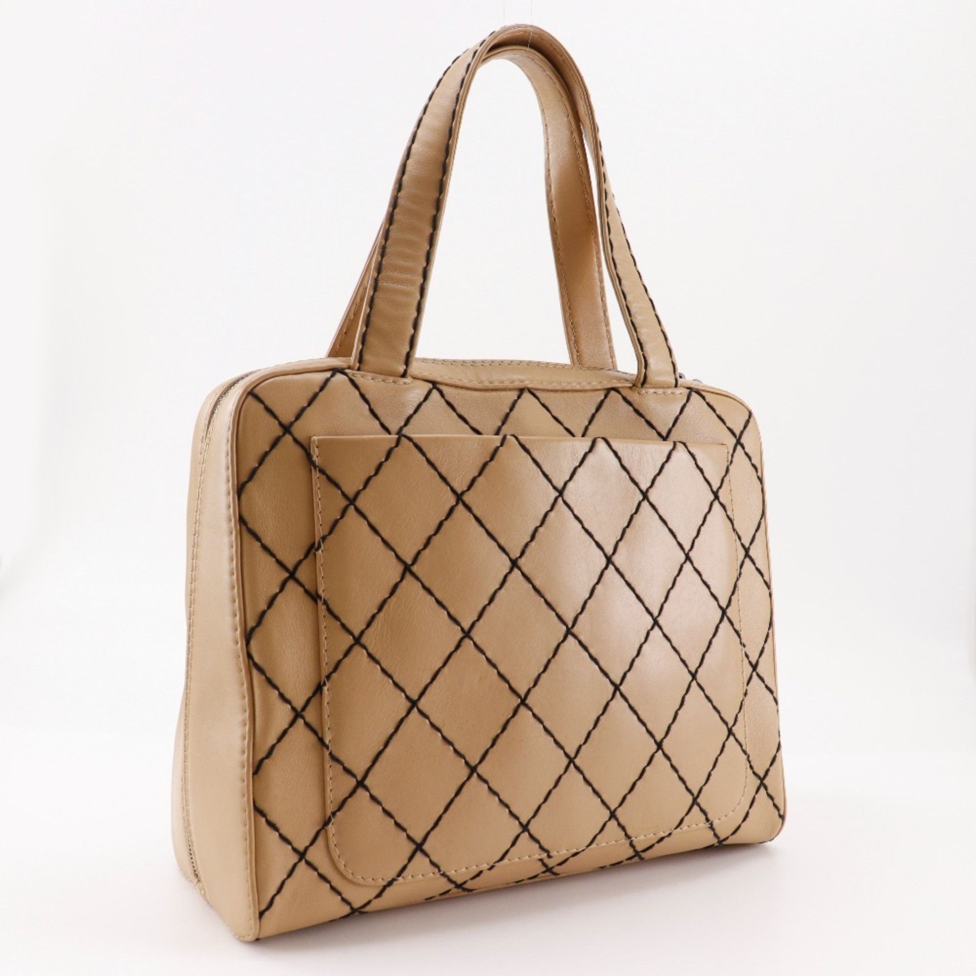 Chanel CHANEL Wild Stitch Tote Bag A14693, Beige Calfskin, A5 Size, Double, Women's Size ONE SIZE - 3 Thumbnail