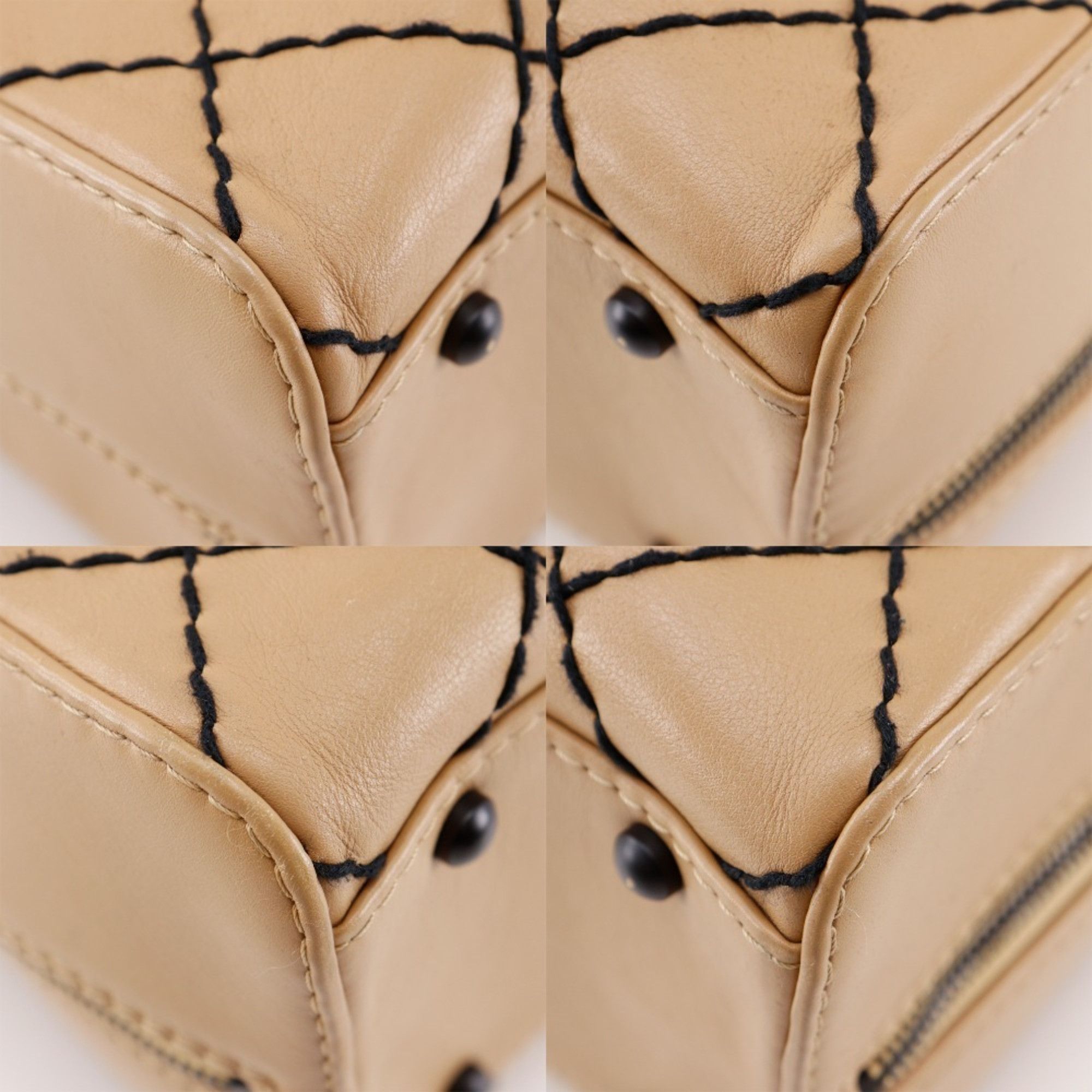 Chanel CHANEL Wild Stitch Tote Bag A14693, Beige Calfskin, A5 Size, Double, Women's Size ONE SIZE - 4 Thumbnail