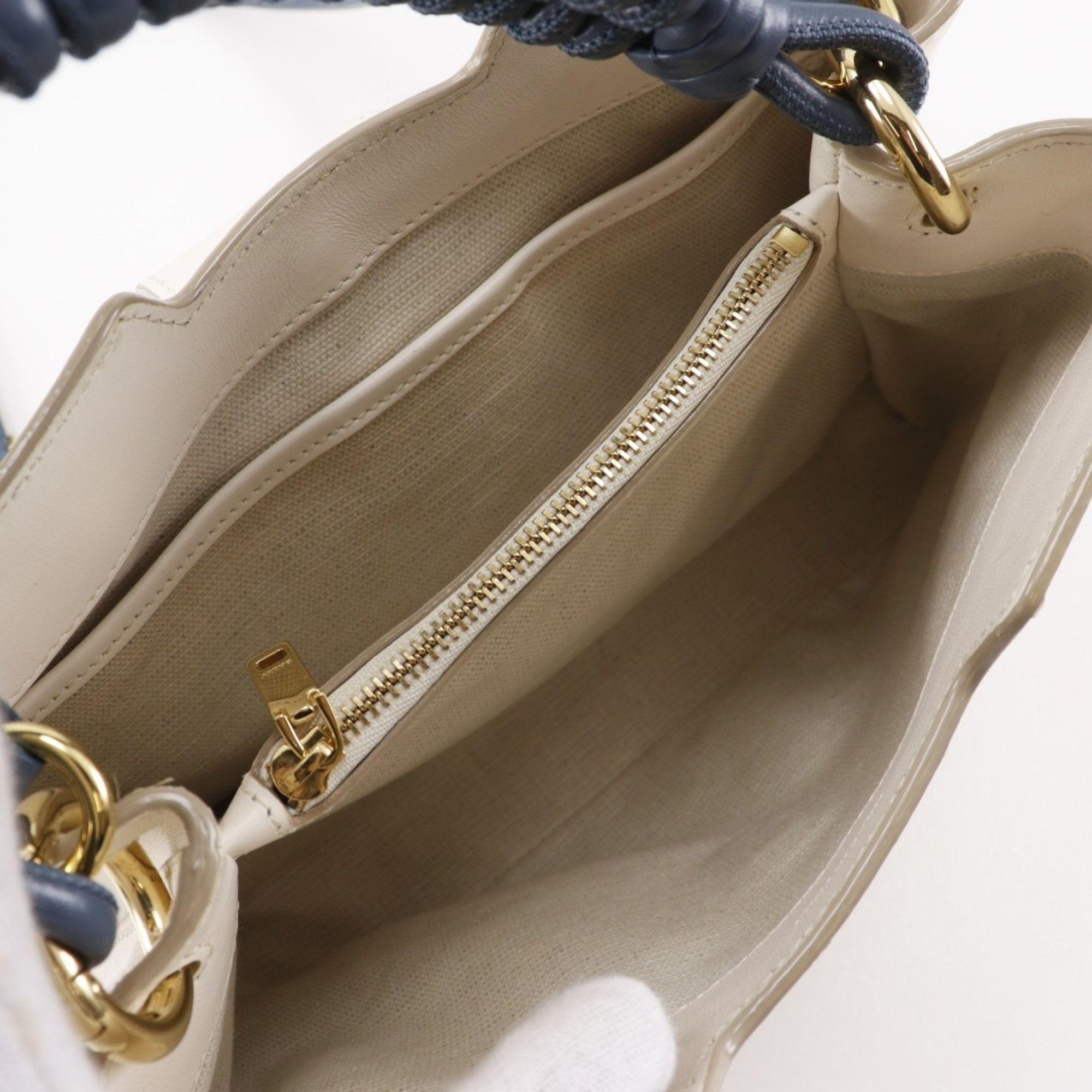 Bally Bally Janelle JORAH Handbag, Women's, Leather Shoulder Bag, White/Blue, 2-Way, Turn Lock Size ONE SIZE - 6 Thumbnail