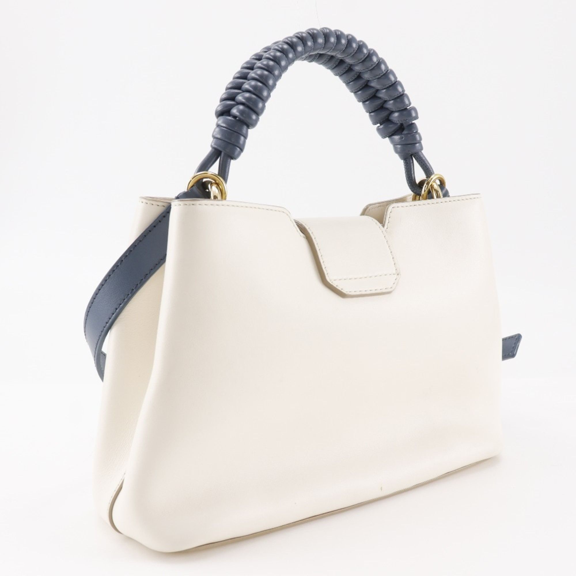 Bally Bally Janelle JORAH Handbag, Women's, Leather Shoulder Bag, White/Blue, 2-Way, Turn Lock Size ONE SIZE - 3 Thumbnail