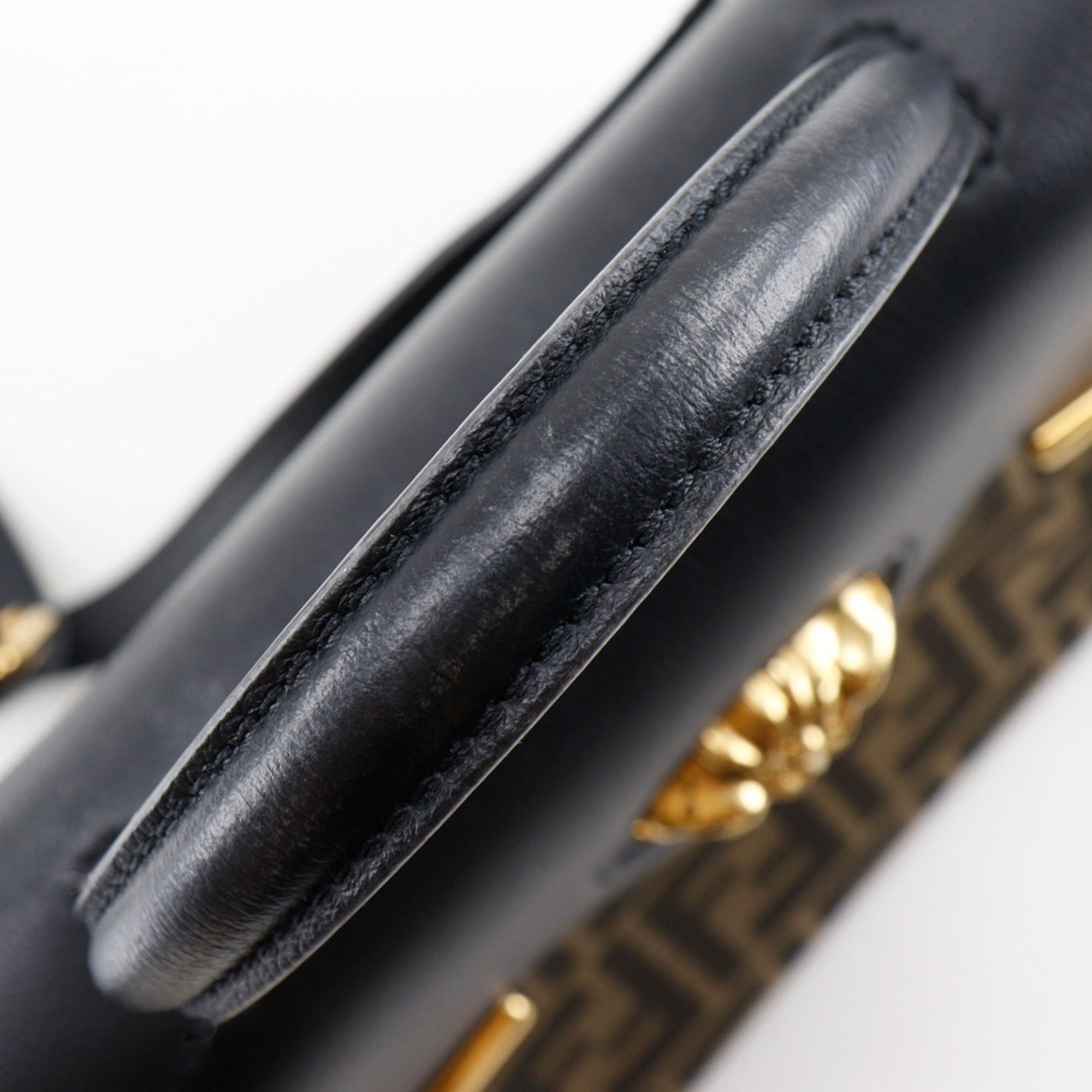 Fendi Fendi La Medusa Zucca handbag and Versace Fendace shoulder bag in nylon canvas leather, black/brown, 2-way, A5 size, for women. Size ONE SIZE - 5 Thumbnail
