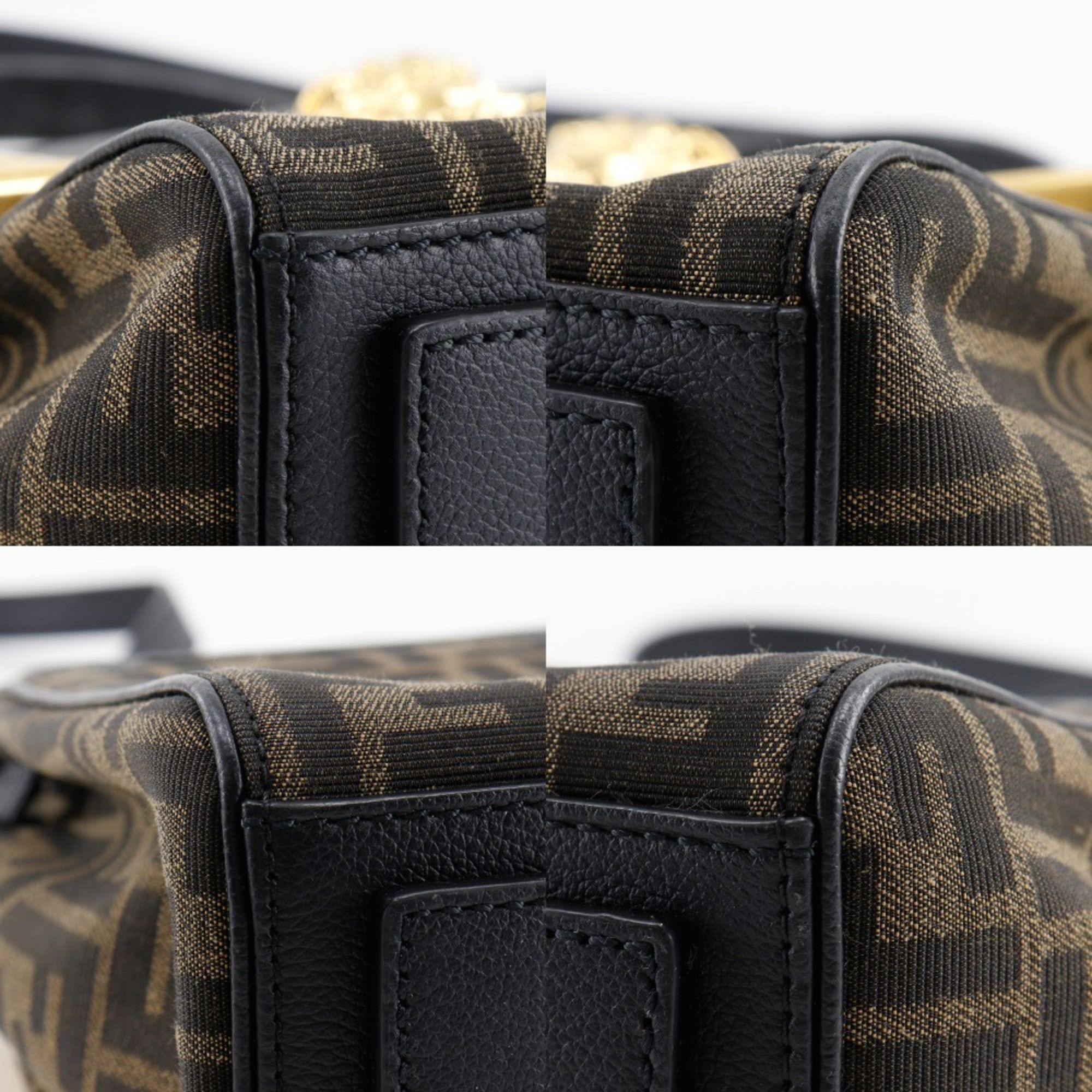 Fendi Fendi La Medusa Zucca handbag and Versace Fendace shoulder bag in nylon canvas leather, black/brown, 2-way, A5 size, for women. Size ONE SIZE - 4 Thumbnail