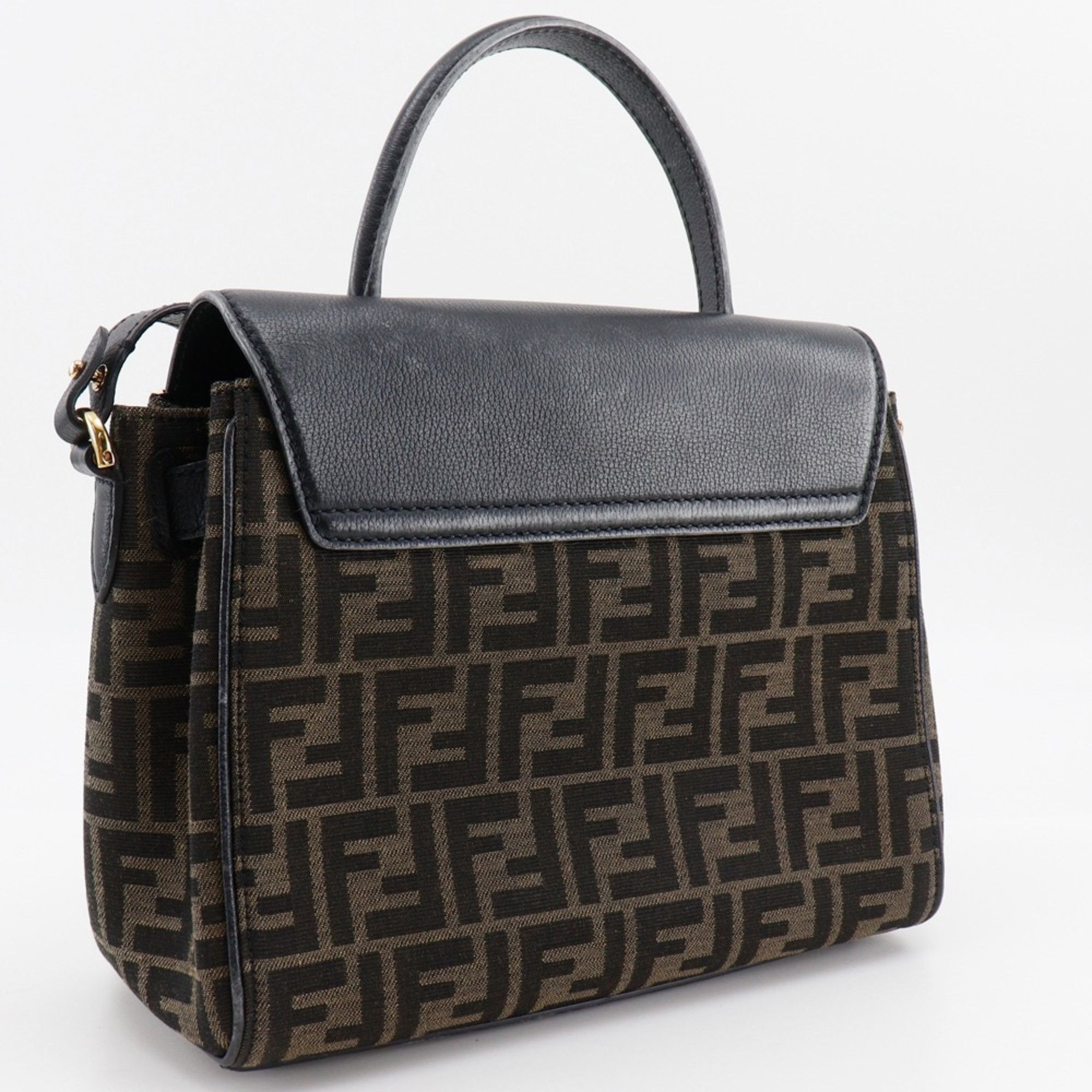 Fendi Fendi La Medusa Zucca handbag and Versace Fendace shoulder bag in nylon canvas leather, black/brown, 2-way, A5 size, for women. Size ONE SIZE - 3 Thumbnail