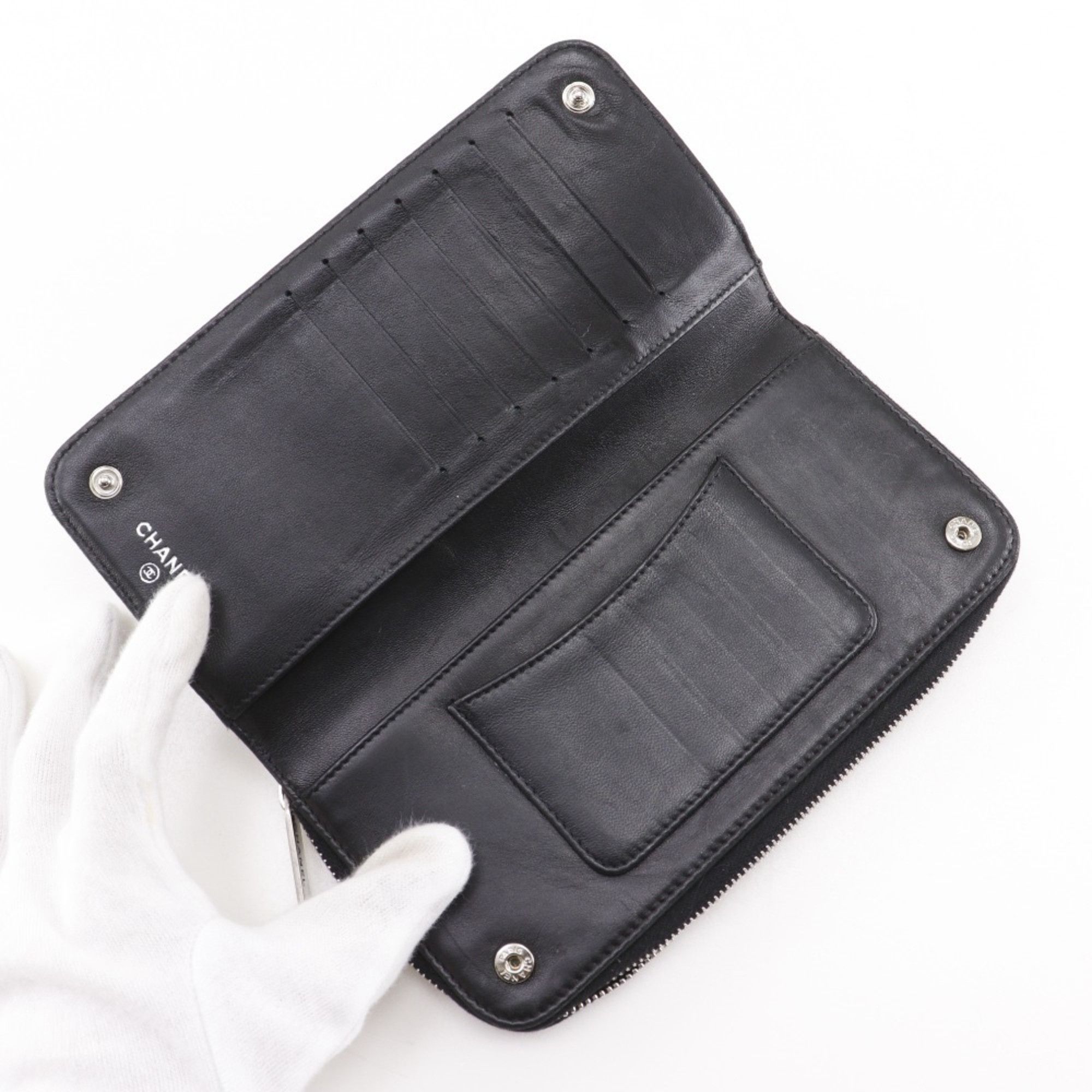 Chanel CHANEL Paris New York Line Long Wallet, Matelasse Lambskin, Black, Snap Button, Line, Women's Size ONE SIZE - 12 Thumbnail