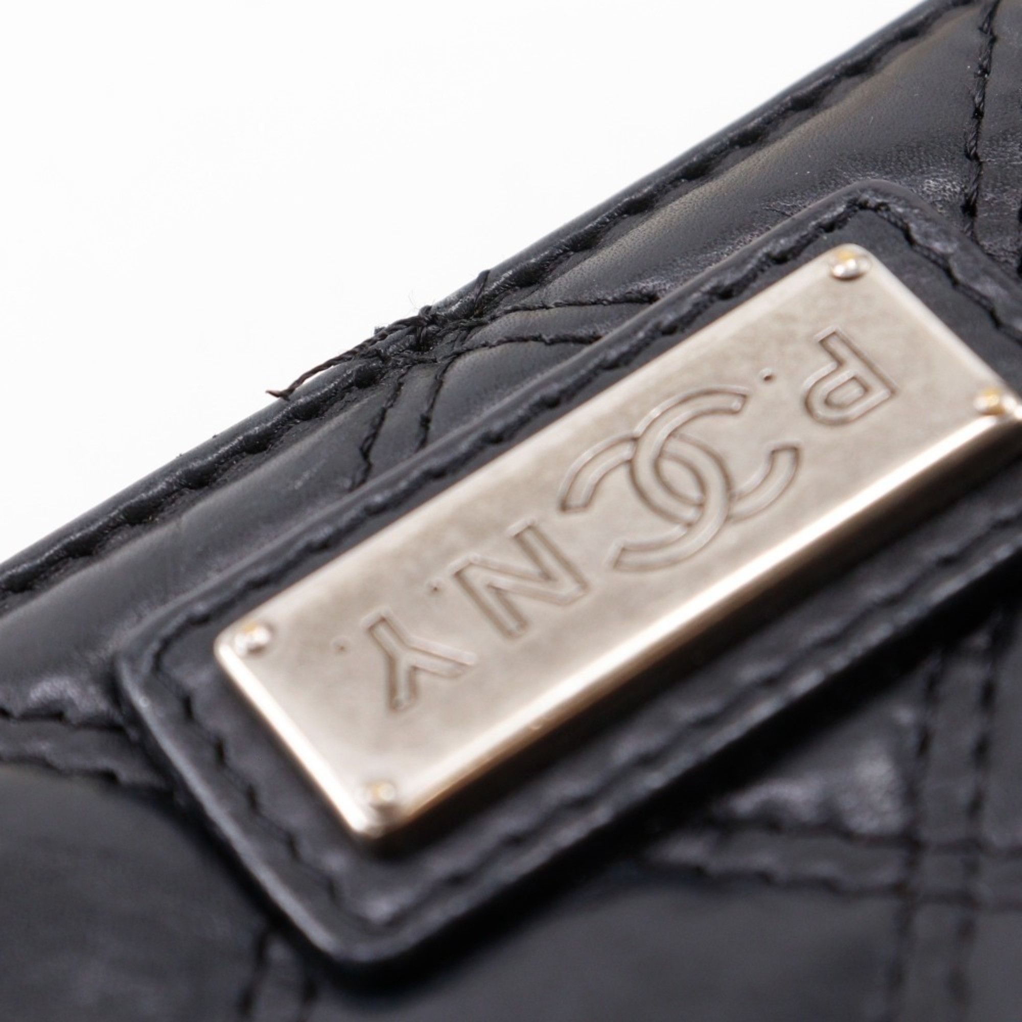 Chanel CHANEL Paris New York Line Long Wallet, Matelasse Lambskin, Black, Snap Button, Line, Women's Size ONE SIZE - 19 Thumbnail