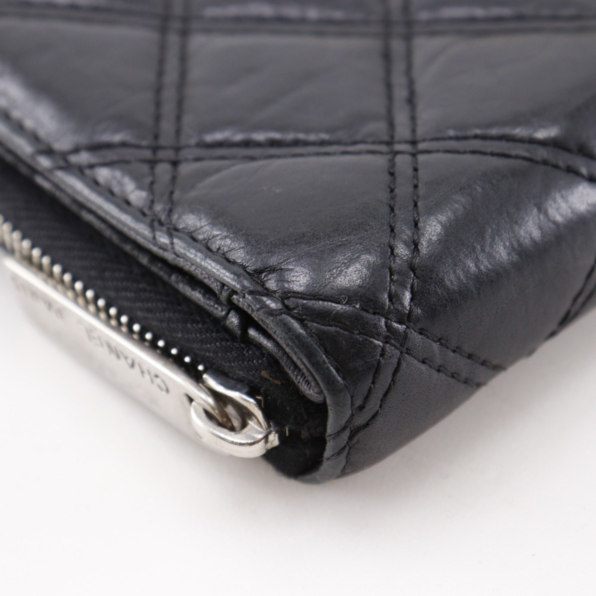 Chanel CHANEL Paris New York Line Long Wallet, Matelasse Lambskin, Black, Snap Button, Line, Women's Size ONE SIZE - 6 Thumbnail