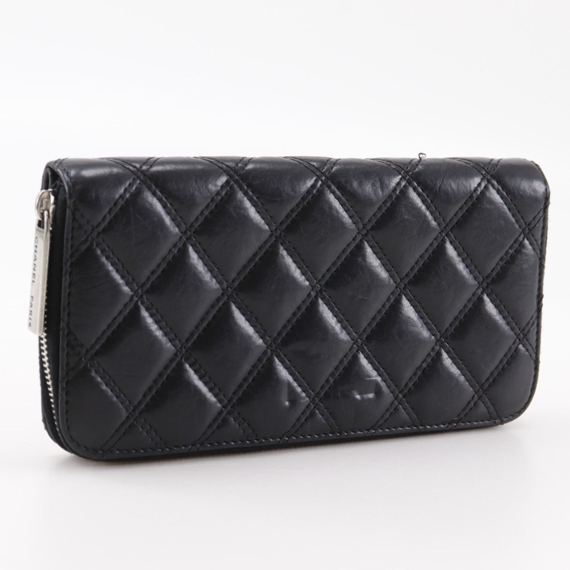 Chanel CHANEL Paris New York Line Long Wallet, Matelasse Lambskin, Black, Snap Button, Line, Women's Size ONE SIZE - 3 Thumbnail