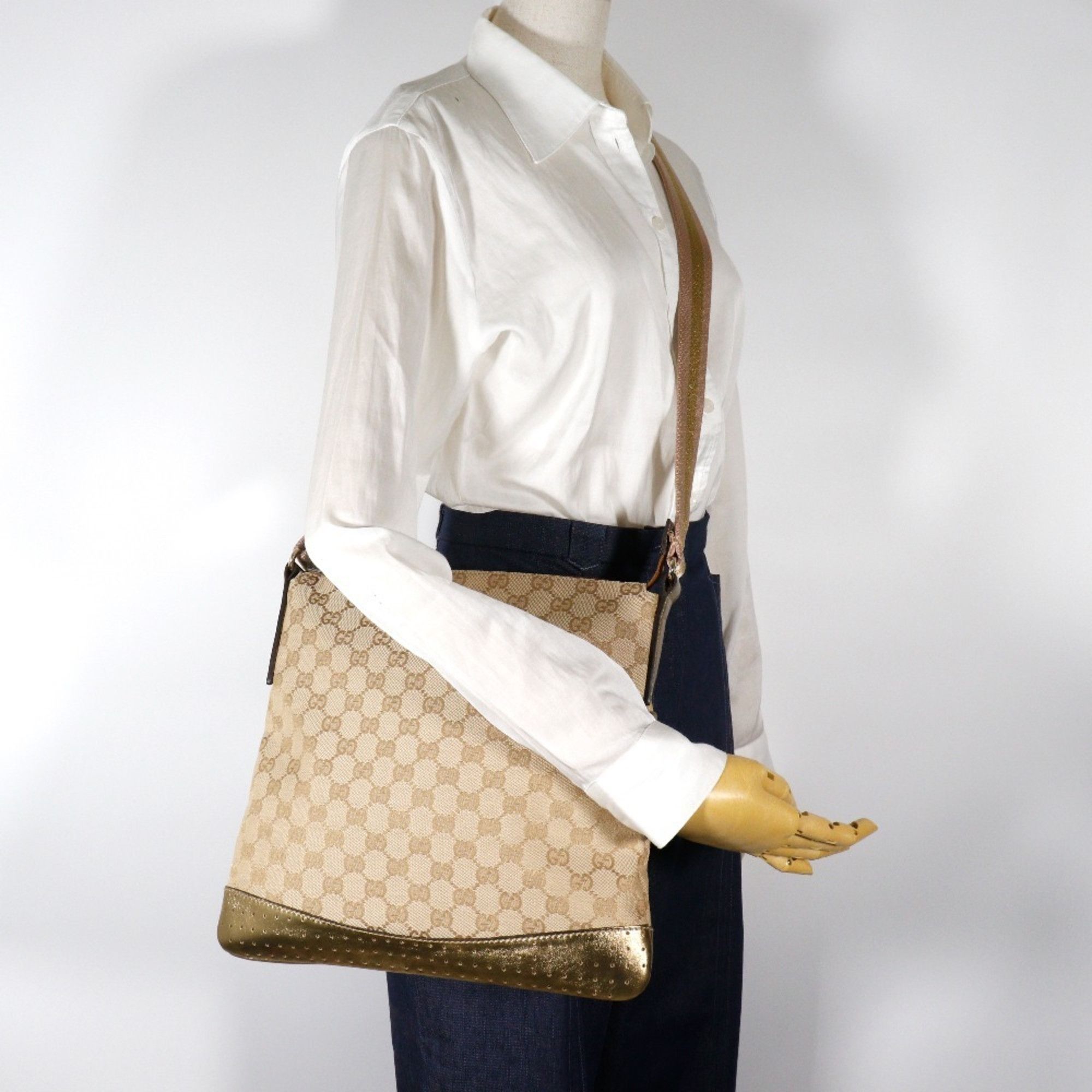 Gucci Gucci Shoulder Bag 145857 GG Canvas Beige A5 Women's Size ONE SIZE - 14 Thumbnail