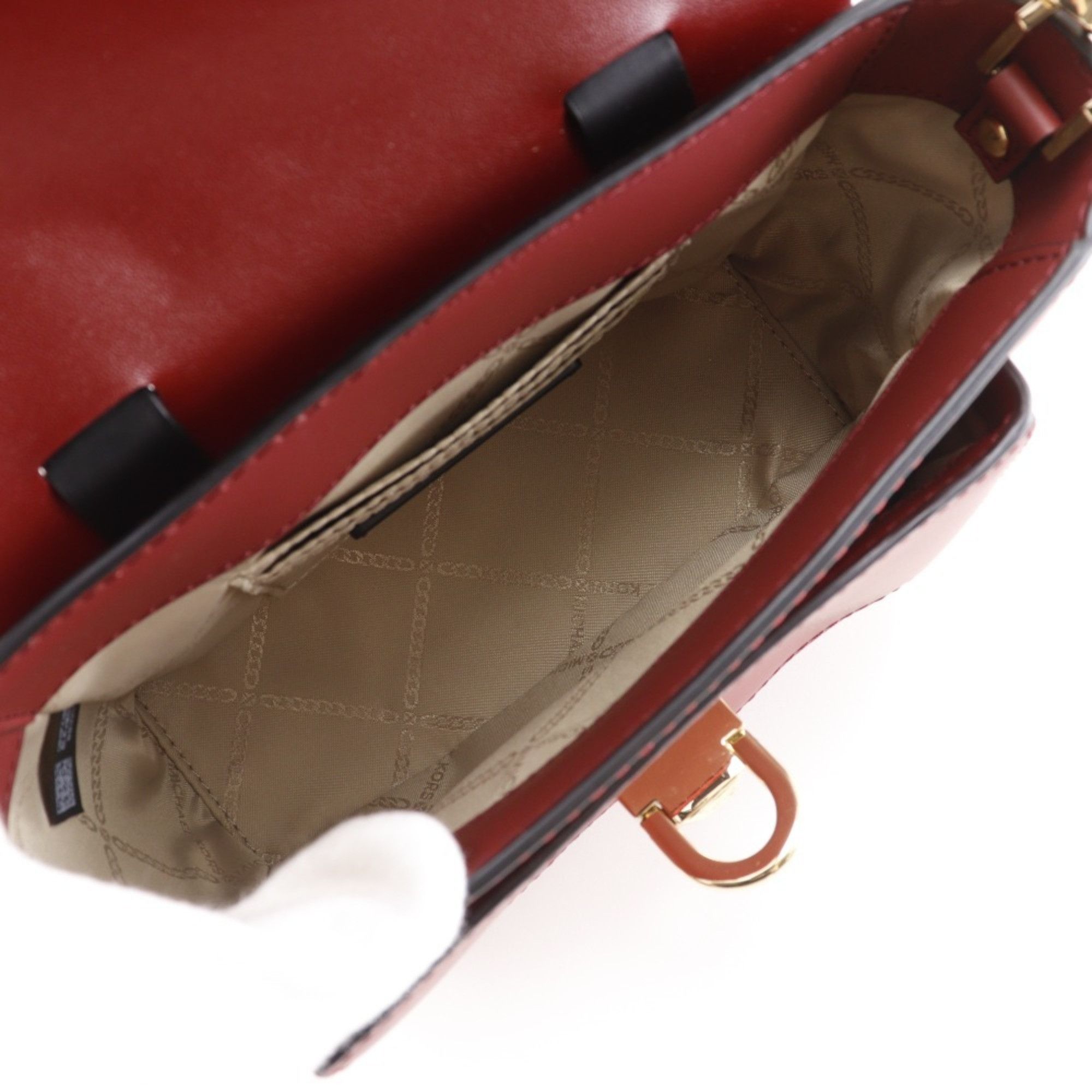 Michael Kors Michael Kors Manhattan Small Shoulder Bag, Studded Colorblock Leather, Red Flap, Women's Size ONE SIZE - 4 Thumbnail