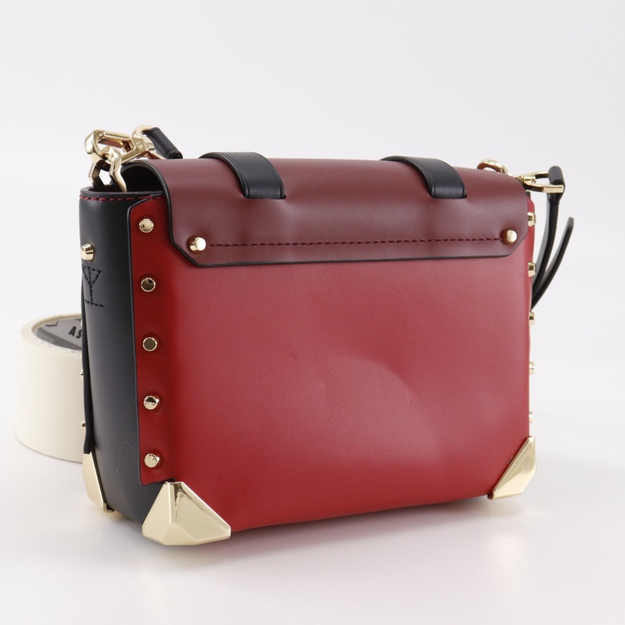Michael Kors Michael Kors Manhattan Small Shoulder Bag, Studded Colorblock Leather, Red Flap, Women's Size ONE SIZE - 3 Thumbnail