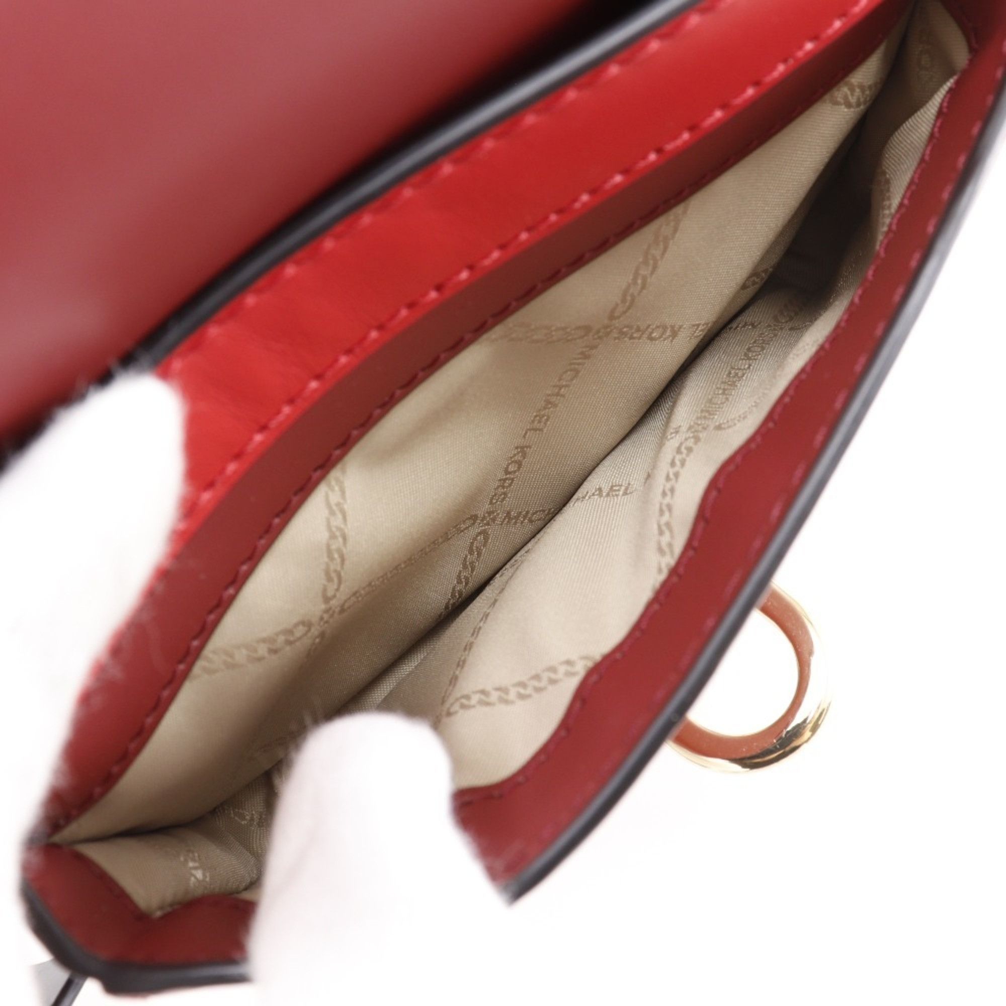 Michael Kors Michael Kors Manhattan Small Shoulder Bag, Studded Colorblock Leather, Red Flap, Women's Size ONE SIZE - 5 Thumbnail