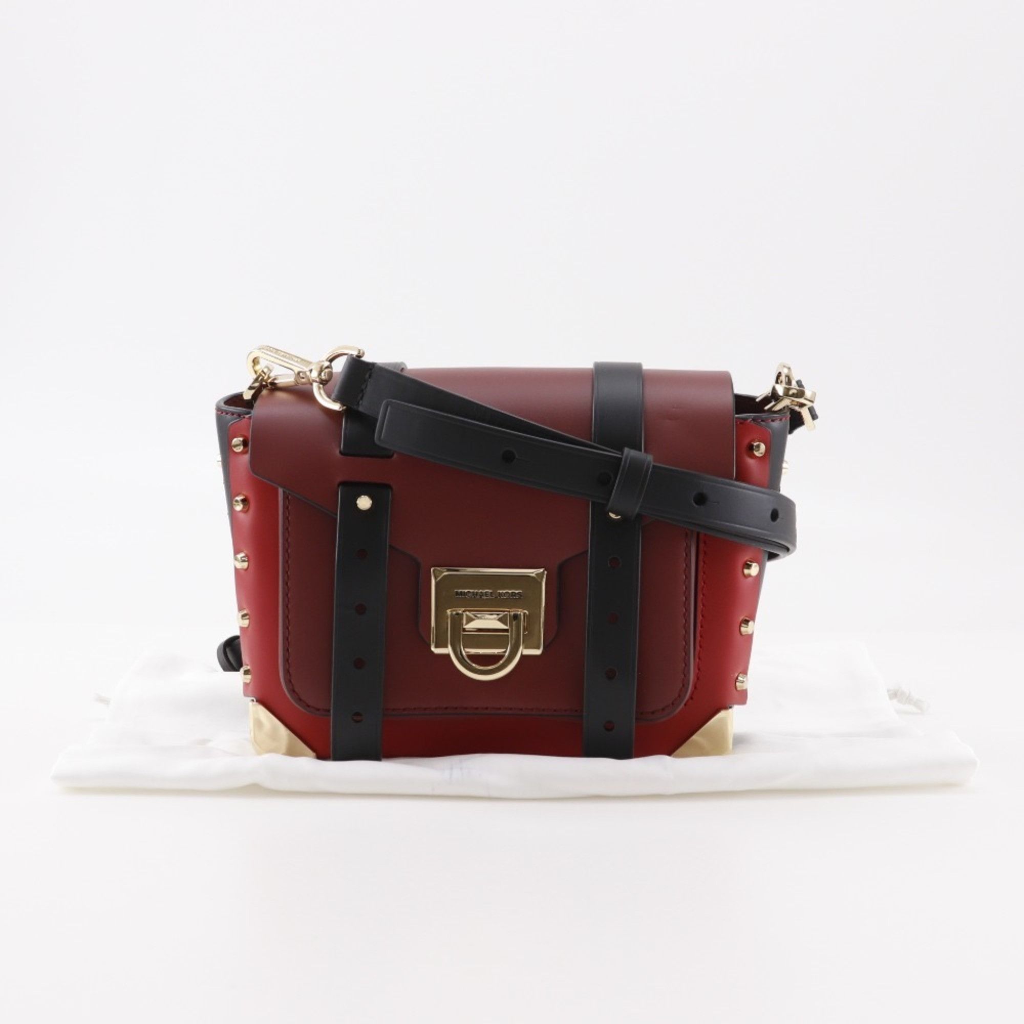 Michael Kors Michael Kors Manhattan Small Shoulder Bag, Studded Colorblock Leather, Red Flap, Women's Size ONE SIZE - 18 Thumbnail