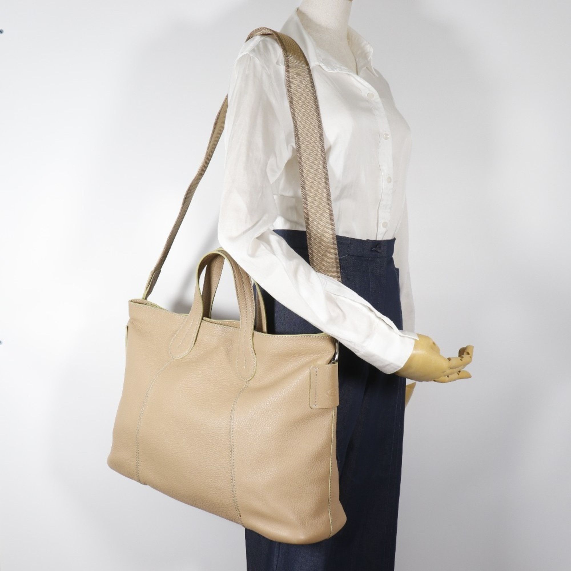 Tod's Tod's Tote Bag, Handbag, Shoulder Beige Leather, 2-Way, A4 Size, Unisex Size ONE SIZE - 18 Thumbnail