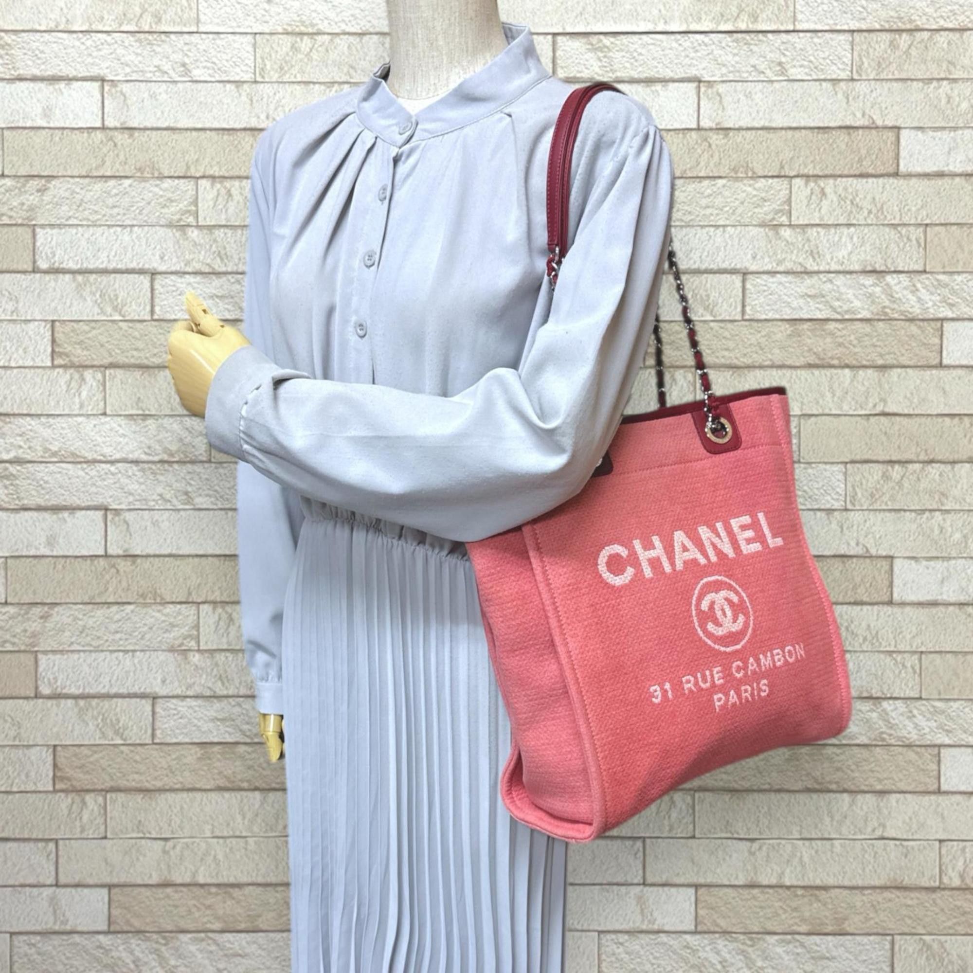 Chanel CHANEL Deauville PM Shoulder Bag, Chanel Canvas, Red, Women's, Size ONE SIZE - 2 Thumbnail