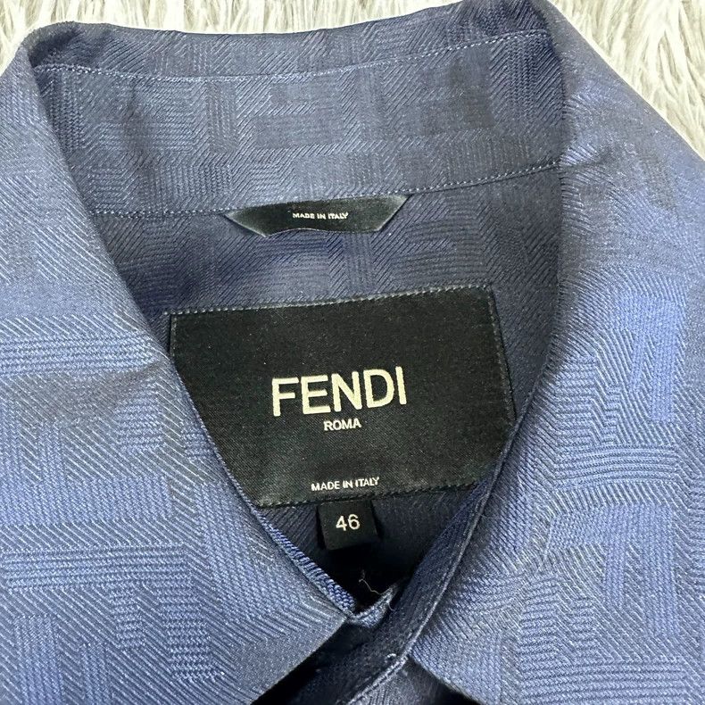 Fendi Fendi Blue Patterned Short Sleeve Shirt - dmc Size US M / EU 48-50 / 2 - 3 Thumbnail
