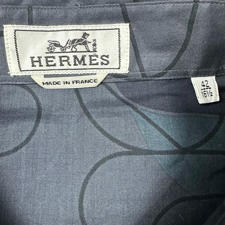 Hermes Hermes Silk Geometric Logo Shirt - dmc Size US M / EU 48-50 / 2 - 3 Thumbnail