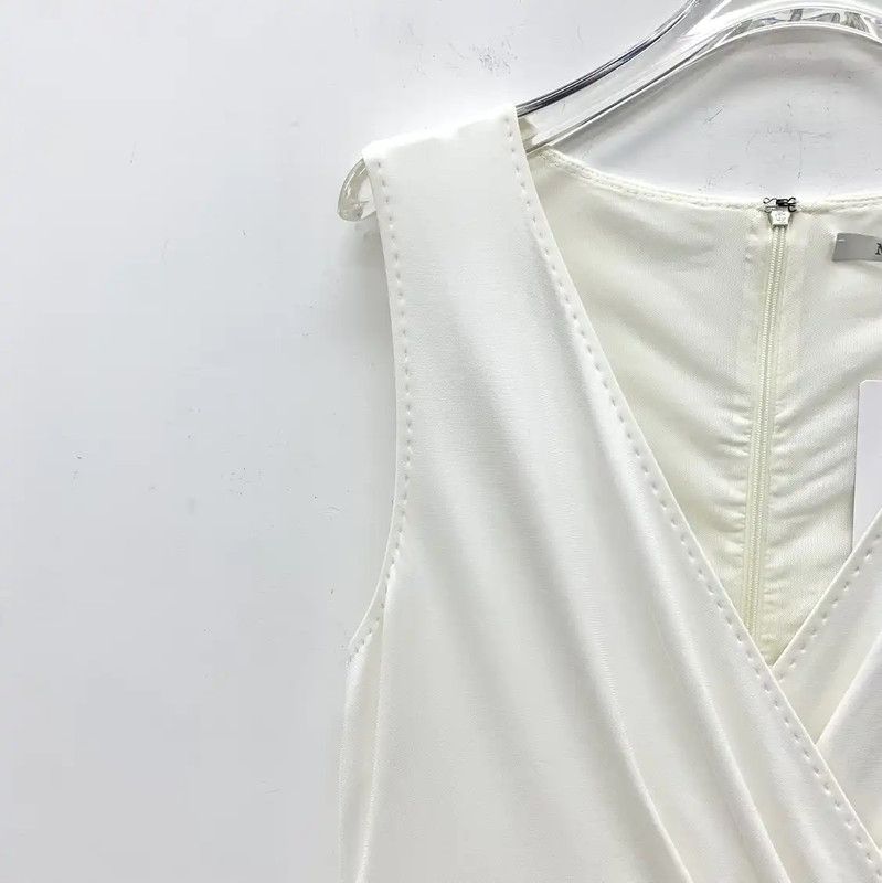 Max Mara MaxMara White Viscose Sleeveless Dress 0089 Size ONE SIZE - 3 Thumbnail