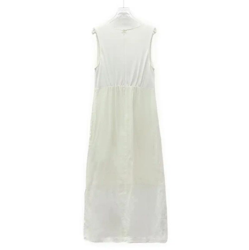 Max Mara MaxMara White Viscose Sleeveless Dress 0089 Size ONE SIZE - 2 Thumbnail