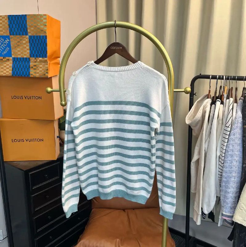 Max Mara MaxMara Striped Women's Sweater in White 0089 Size L / US 10 / IT 46 - 2 Thumbnail