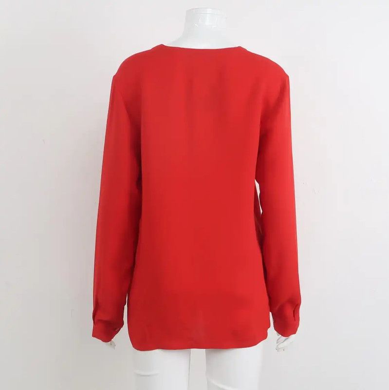 Max Mara MaxMara Red Silk Women's Shirt Size L 0089 Size L / US 10 / IT 46 - 2 Thumbnail