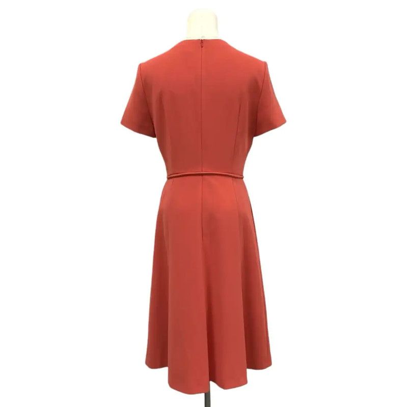 Max Mara MaxMara Red V-Neck Dress with Belt 0089 Size M / US 6-8 / IT 42-44 - 2 Thumbnail