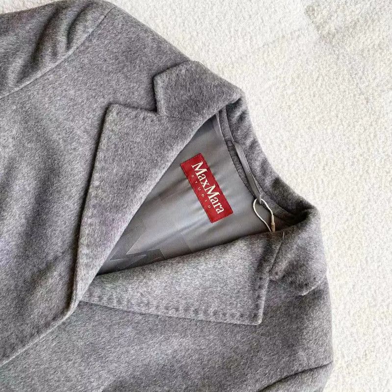 Max Mara MaxMara Women's Grey Wool Coat 0089 Size ONE SIZE - 3 Thumbnail