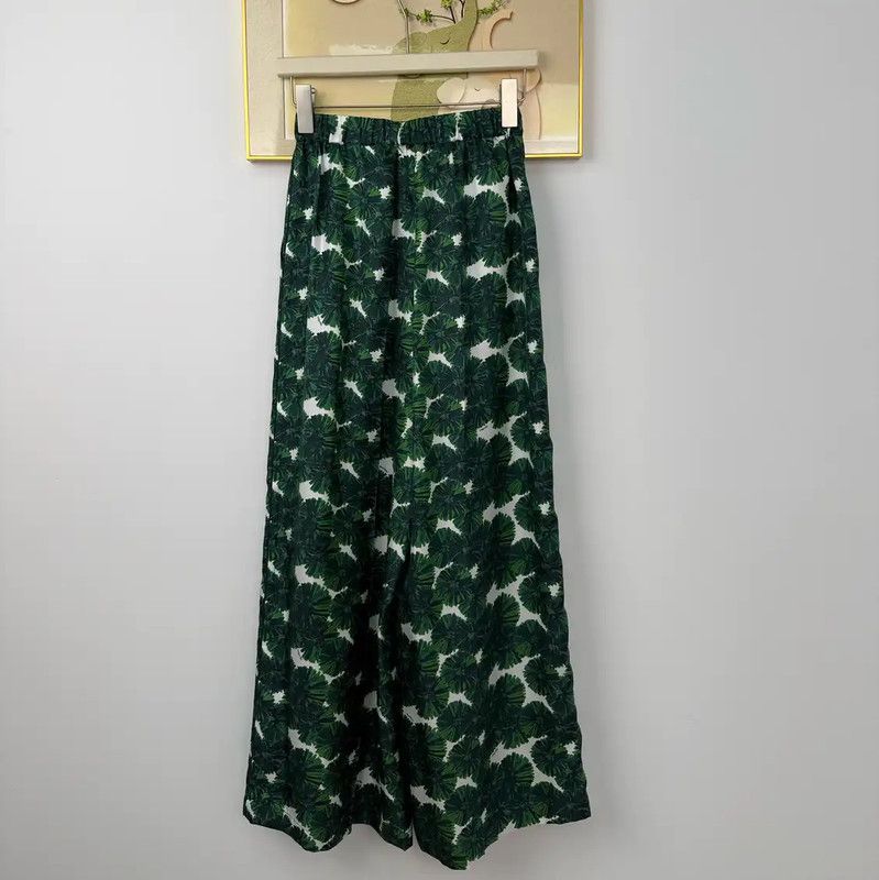 Max Mara MaxMara Green Silk Printed Casual Pants 0089 Size 22" - 2 Thumbnail