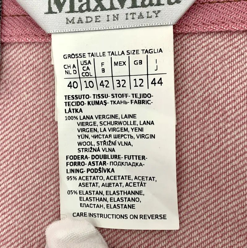 Max Mara MaxMara Pink Wool Women's Jacket 0089 Size L / US 10 / IT 46 - 6 Thumbnail