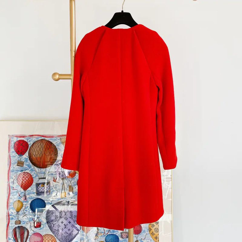 Max Mara MaxMara Women's Red Wool Coat for Spring and Autumn 0089 Size XS / US 0-2 / IT 36-38 - 4 Thumbnail