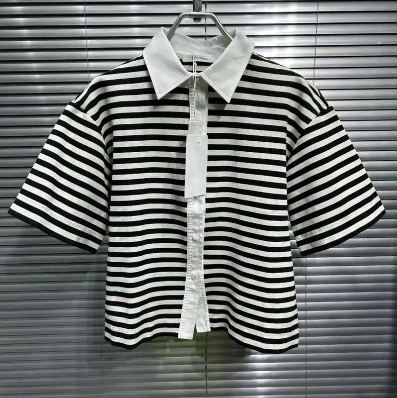 Max Mara MaxMara Striped Short Sleeve Cotton T-shirt 0089 Size M / US 6-8 / IT 42-44 - 2 Thumbnail