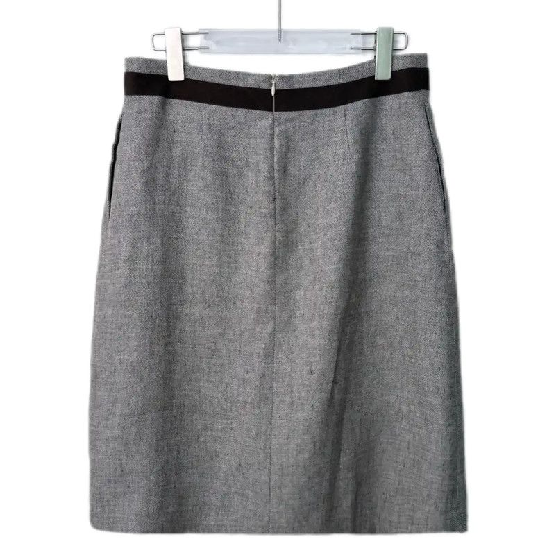 Max Mara MaxMara Gray Cotton-Blend Midi Skirt 0089 Size 38" / US 16 / IT 52 - 2 Thumbnail