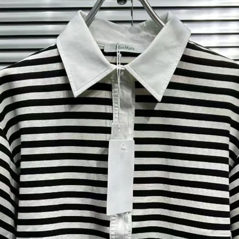 Max Mara MaxMara Striped Summer Cotton T-shirt for Women 0089 Size L / US 10 / IT 46 - 5 Thumbnail