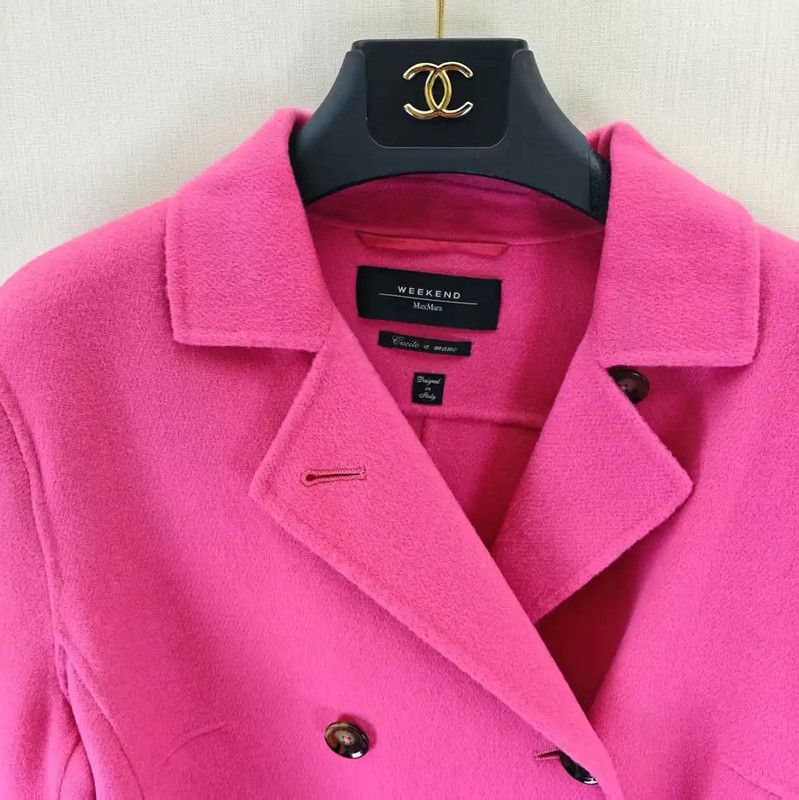 Max Mara MaxMara Women's Pink Wool Short Coat 0089 Size XL / US 12-14 / IT 48-50 - 3 Thumbnail
